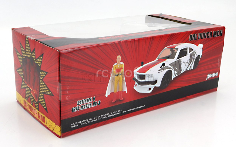 Jada Mazda Rx-3 With One Punch Saitama Figure 1974 1:24 Bílá Červená Žlutá