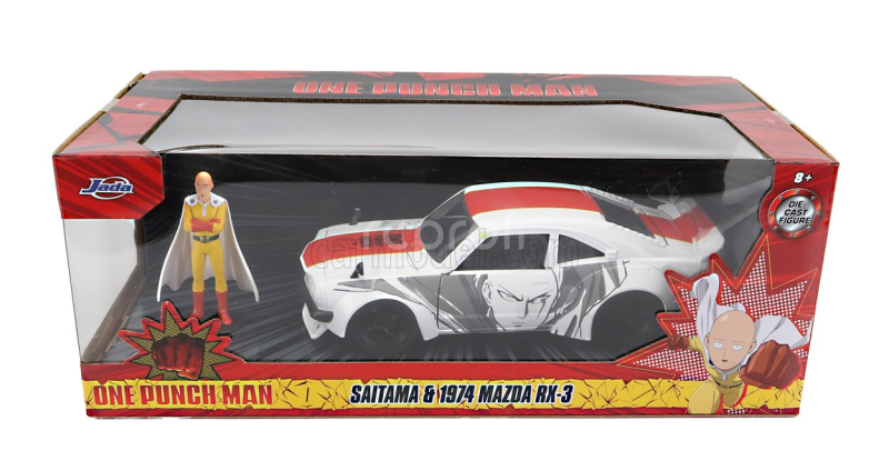 Jada Mazda Rx-3 With One Punch Saitama Figure 1974 1:24 Bílá Červená Žlutá