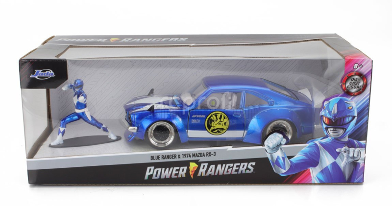 Jada Mazda Rx-3 With Power Rangers Figure 1974 1:24 Modrá Bílá