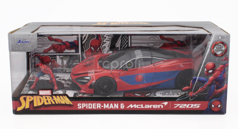 Jada Mclaren 720s With Spiderman Figure Marvel 2018 1:24 Červená Modrá