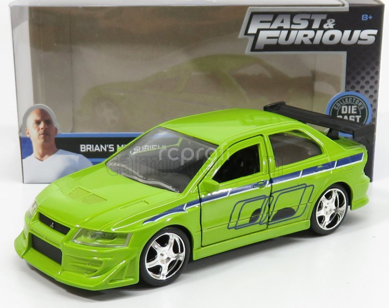 Jada Mitsubishi Brian's Lancer Evolution Vii 2002 - Brian O'conner - Fast & Furious Ii (2003) 1:32 Zelená