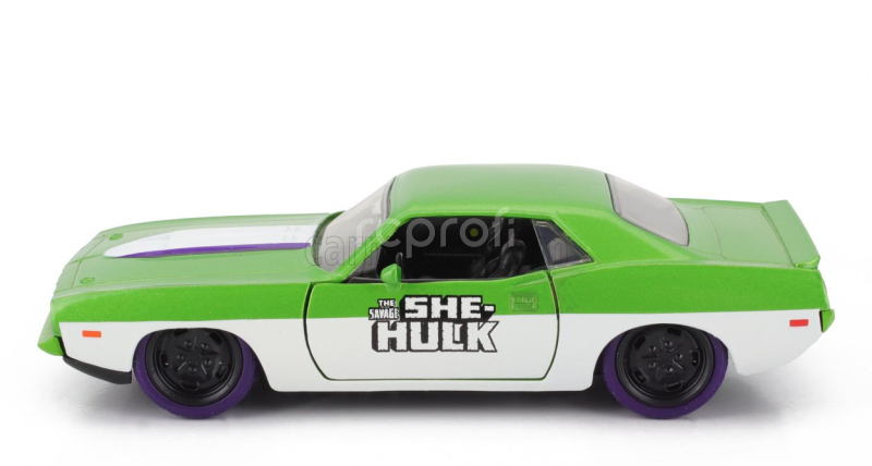 Jada Plymouth Barracuda With She-hulk Figures 1973 1:32 Zelená Bílá