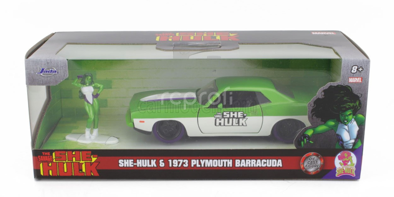 Jada Plymouth Barracuda With She-hulk Figures 1973 1:32 Zelená Bílá