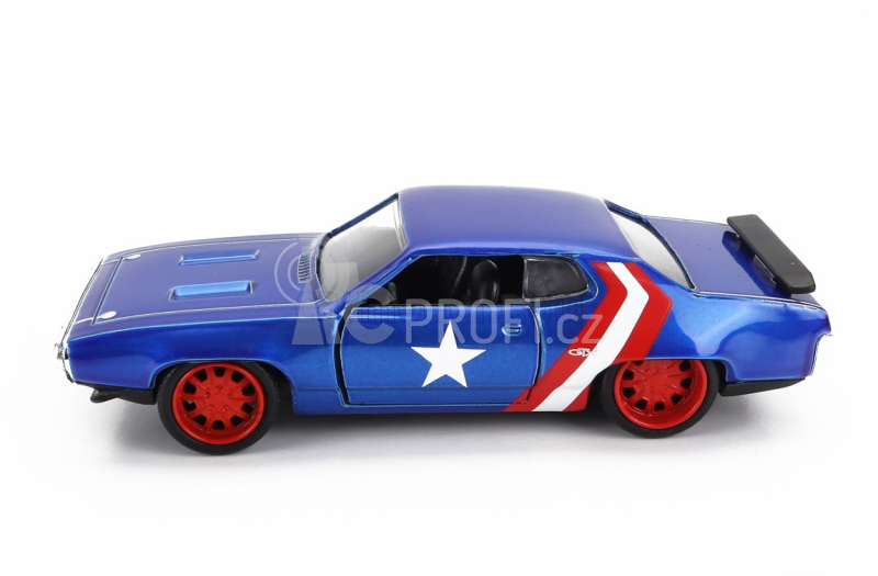 Jada Plymouth Gtx With Captain America Figure 1972 1:32 Modrá Červená Bílá