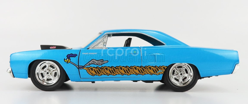 Jada Plymouth Road Runner Coupe 1970 With Wile E. Coyote Figure - Looney Tunes 1:24 Blue