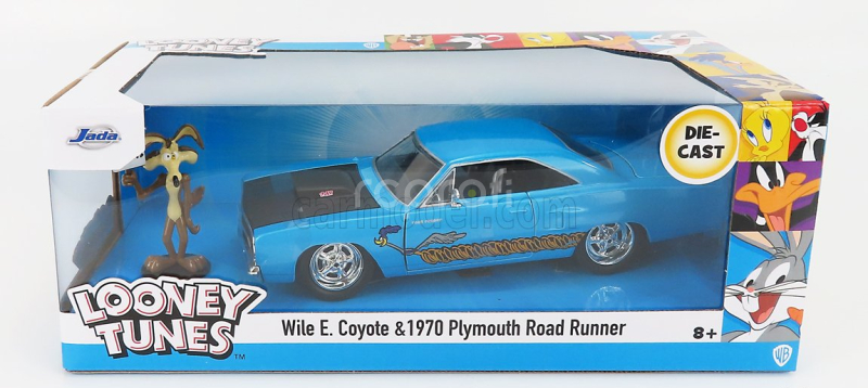 Jada Plymouth Road Runner Coupe 1970 With Wile E. Coyote Figure - Looney Tunes 1:24 Blue