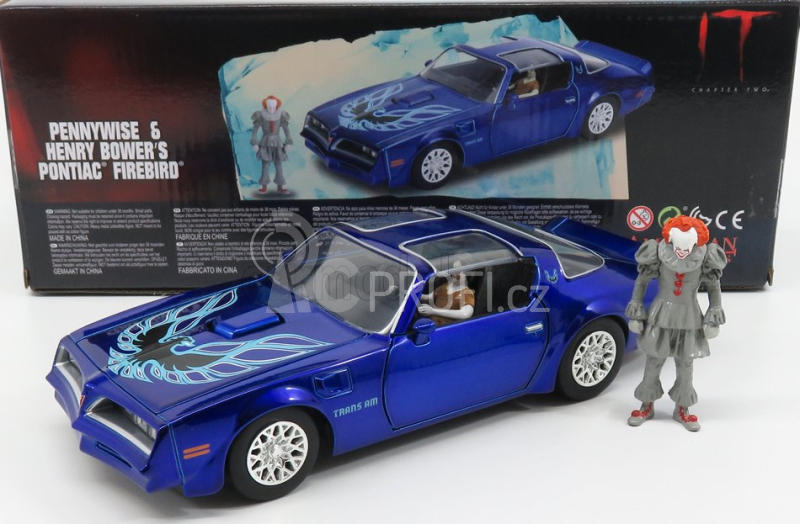 Jada Pontiac Firebird With It Pennywise & Henry Bower's Figure 1977 1:24 Blue