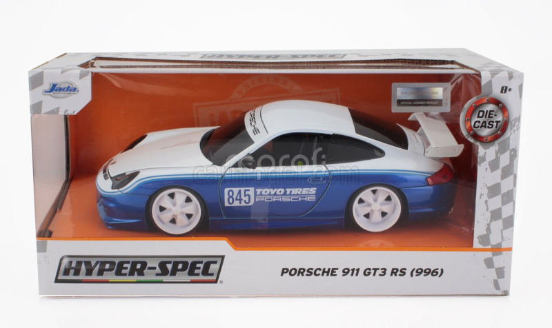 Jada Porsche 911 996 Gt3 Toyo Tires N 845 Racing Coupe 1999 1:24 Bílá Modrá