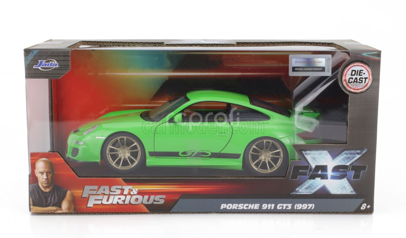 Jada Porsche 911 997 Gt3 Rs Coupe 2007 - Fast & Furious 1:24 Zelená