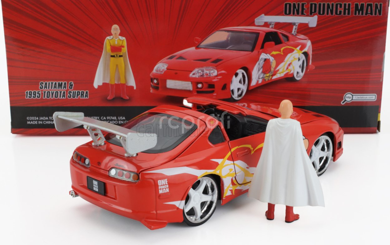Jada Toyota Supra With One Punch Man Saitama Figure 1995 1:24 Orange