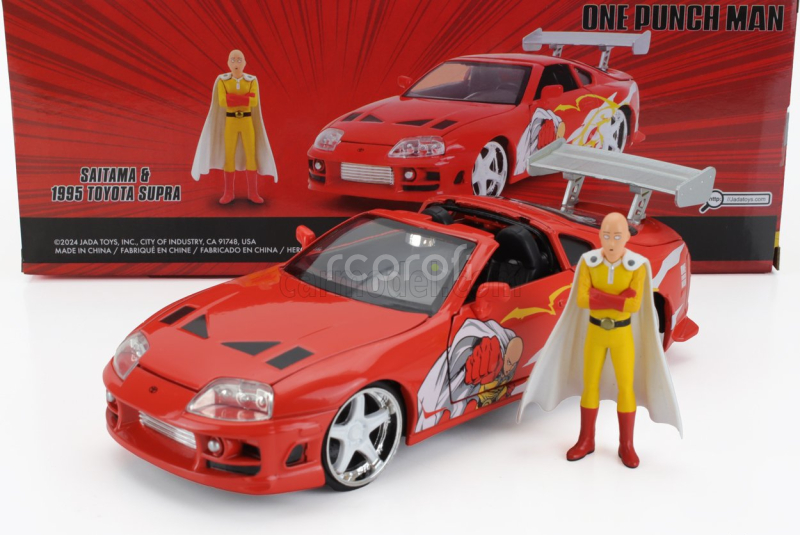Jada Toyota Supra With One Punch Man Saitama Figure 1995 1:24 Orange