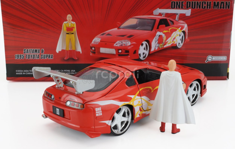 Jada Toyota Supra With One Punch Man Saitama Figure 1995 1:24 Orange