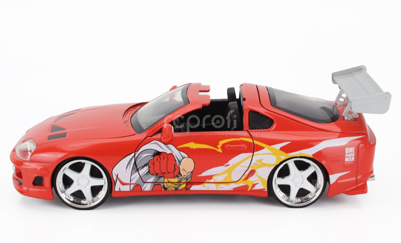 Jada Toyota Supra With One Punch Man Saitama Figure 1995 1:24 Orange