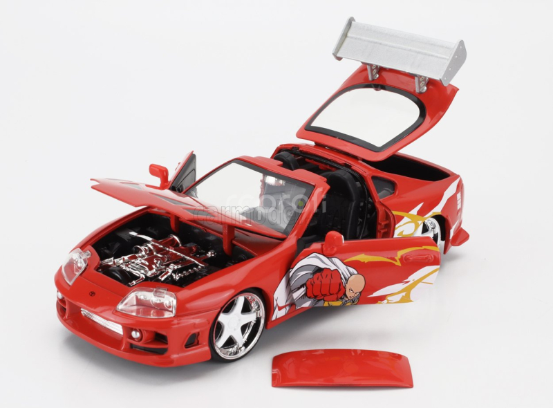 Jada Toyota Supra With One Punch Man Saitama Figure 1995 1:24 Orange