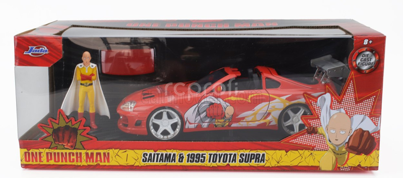Jada Toyota Supra With One Punch Man Saitama Figure 1995 1:24 Orange