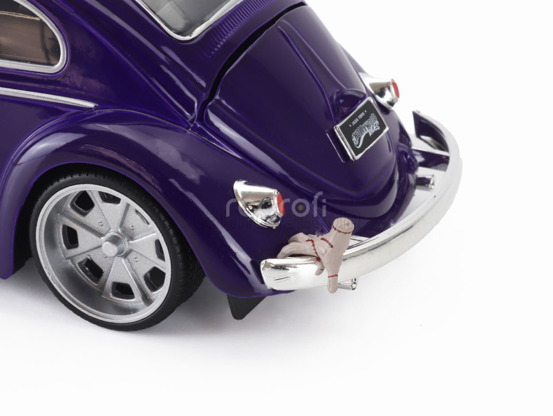Jada Volkswagen Beetle Maggiolino Custom With Wednesday Addams & Thing Figure 1959 1:24 Modrá Černá