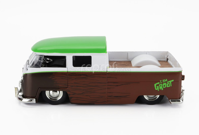 Jada Volkswagen T1 Double Cabine Pick-up 1963 With Groot Figure - Guardians Of The Galaxy 1:24 Hnědá Bílá Zelená