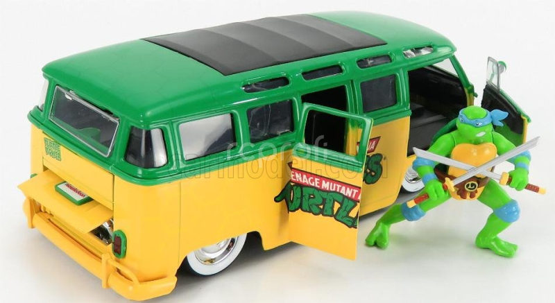Jada Volkswagen T1 Minibus 1962 - Tmnt Leonardo Ninja Turtles - Tartarughe Ninja 1:24 Žlutá Zelená