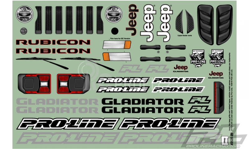 JEEP 2020 GLADIATOR karoserie, čirá, pro 12.3 (313mm) Crawler