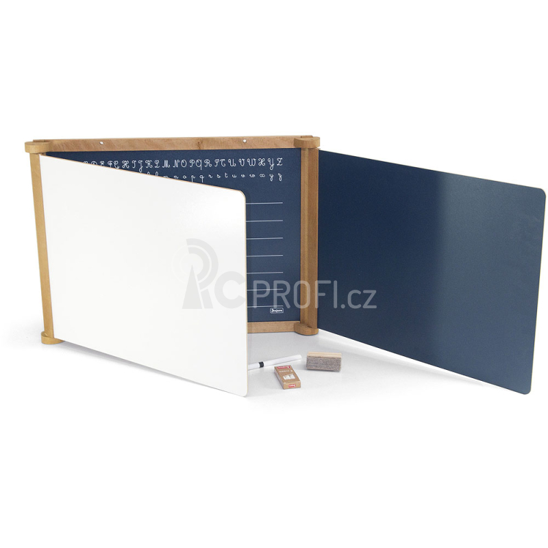 Jeujura Dřevěná trojkřídlá multifunkční tabule 156x43 cm s příslušenstvím