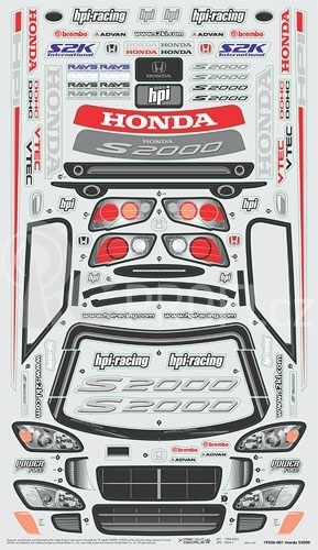 Karoserie čirá Honda S2000 (200 mm/rozvor 255 mm)