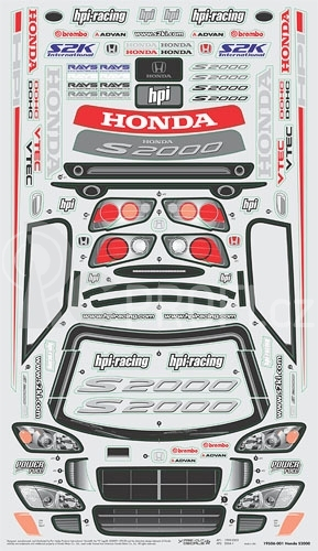 Karoserie čirá Honda S2000 (200 mm/rozvor 255 mm)