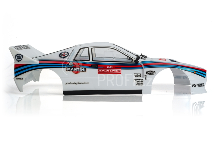 Karoserie lakovaná, Lancial 037 EVO2 Martini, nálepky, příslušenství (200mm)