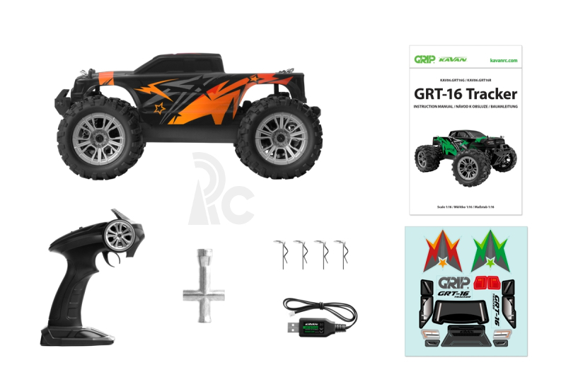 KAVAN GRT-16 Tracker RTR 4WD Monster Truck 1:16, červená