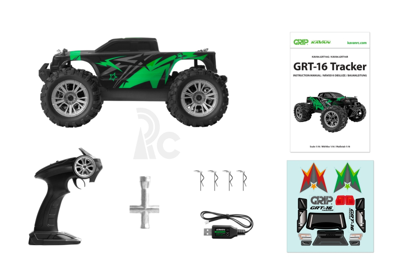 KAVAN GRT-16 Tracker RTR 4WD Monster Truck 1:16, zelená