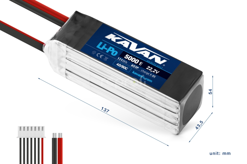 KAVAN Li-Po 5000mAh/22,2V 40/80C, 111Wh