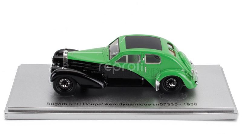 Kess-model Bugatti 57c S/n.57335 Coupe Aerodynamique Closed Roof 1938 1:43 Zelená Černá