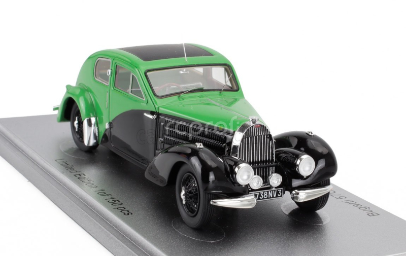 Kess-model Bugatti 57c S/n.57335 Coupe Aerodynamique Closed Roof 1938 1:43 Zelená Černá