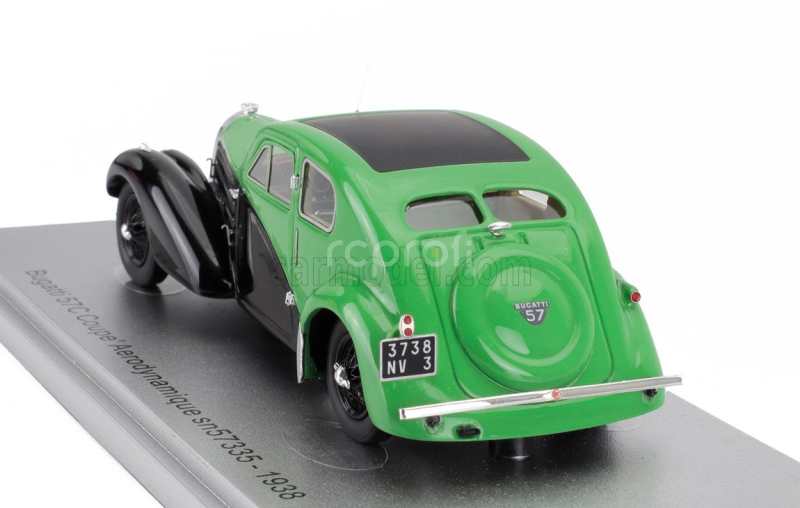 Kess-model Bugatti 57c S/n.57335 Coupe Aerodynamique Closed Roof 1938 1:43 Zelená Černá