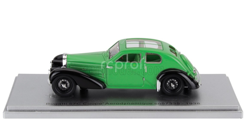 Kess-model Bugatti 57c S/n.57335 Coupe Aerodynamique Panoramic Roof 1938 1:43 Zelená Černá