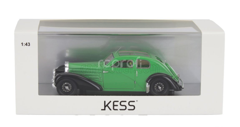 Kess-model Bugatti 57c S/n.57335 Coupe Aerodynamique Panoramic Roof 1938 1:43 Zelená Černá