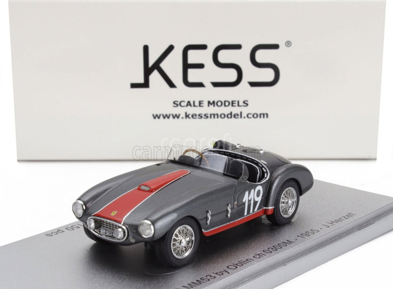 Kess-model Ferrari 166 Mm53 Spider Barquette Ch.0300m Vignale By Oblin N 119 Winner Coppa Sar 1955 1:43 Šedá Červená