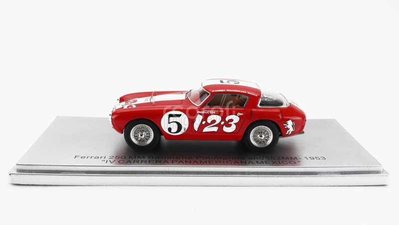 Kess-model Ferrari 250mm Sn0352mm Berlinetta Pininfarina N 5 Iv Carrera Panamericana Mexico 1953 R.echeverria - P.villegas 1:43 Červená Bílá