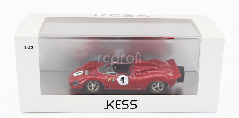 Kess-model Ferrari 350 P4 Spider Can-am S/n0858 N 4 Tasman Gp Longford 1968 C.amon 1:43 Red