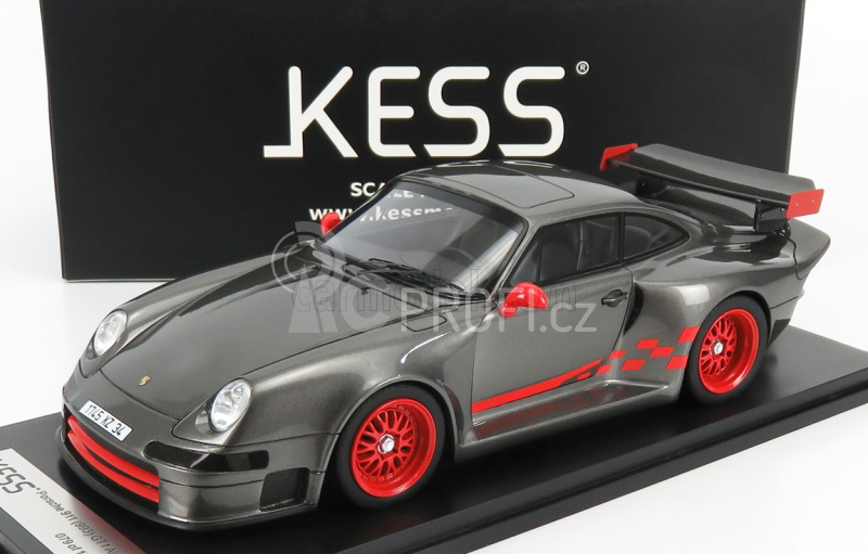 Kess-model Porsche 911 993 Gt1 Almeras 1993 1:18 Grey Met Red