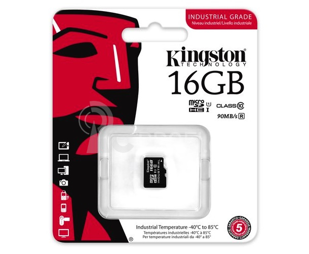 Kingston microSDHC 16GB UHS-I (90R/45W) Industrial Temp Card