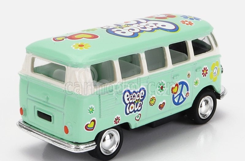 Kinsmart Volkswagen T1 Samba Minibus Flower 1962 - Without Box 1:64 Světle Zelená
