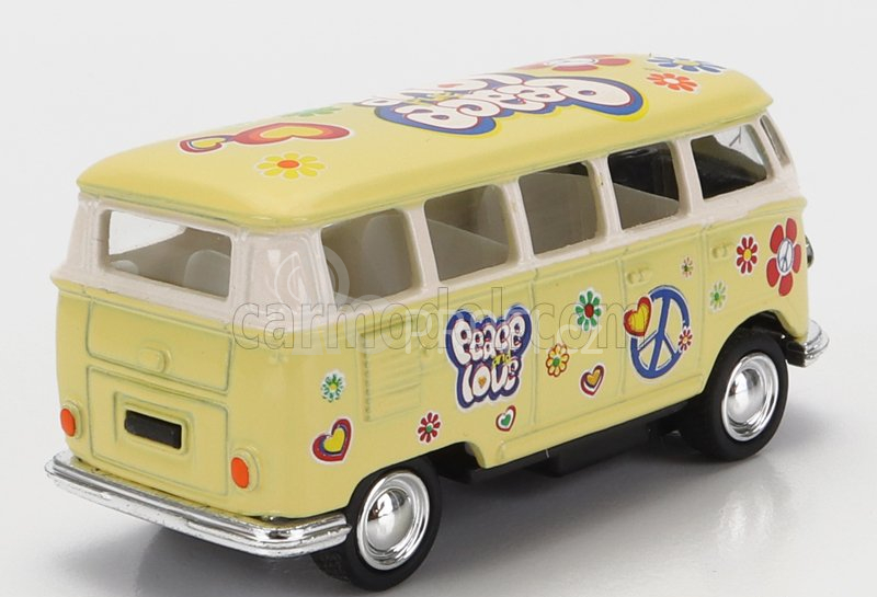 Kinsmart Volkswagen T1 Samba Minibus Flower 1962 - Without Box 1:64 Žlutá