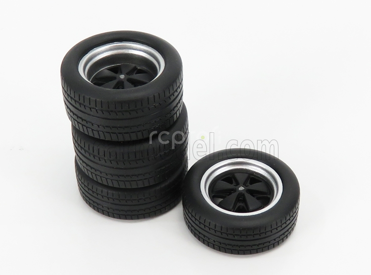 Kk-scale Accessories 4x Porsche Fuchs Wheels And Tyres 1:18 Black