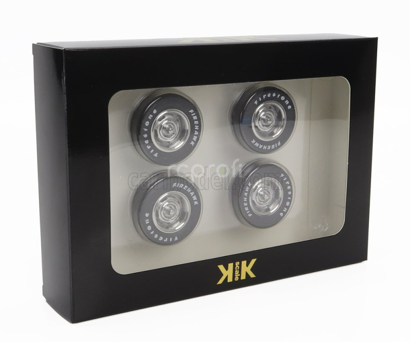 Kk-scale Accessories Set 4x Wheels And Rims For Corvette C3 1972 1:18 Černá Stříbrná