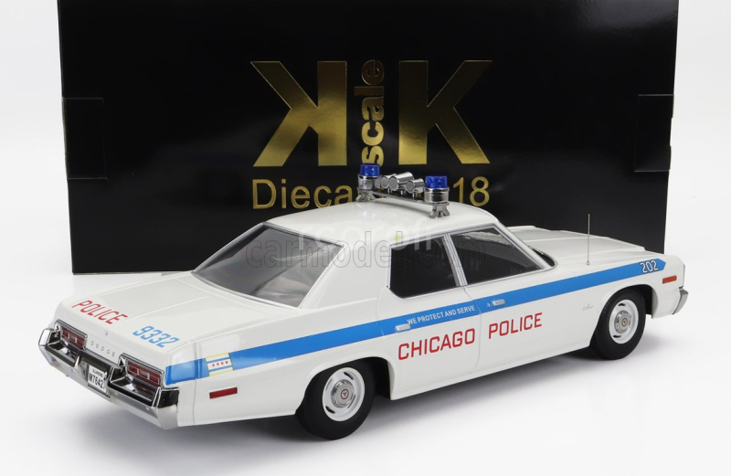 Kk-scale Dodge Monaco Chicago Police 1974 1:18 Bílá Světle Modrá