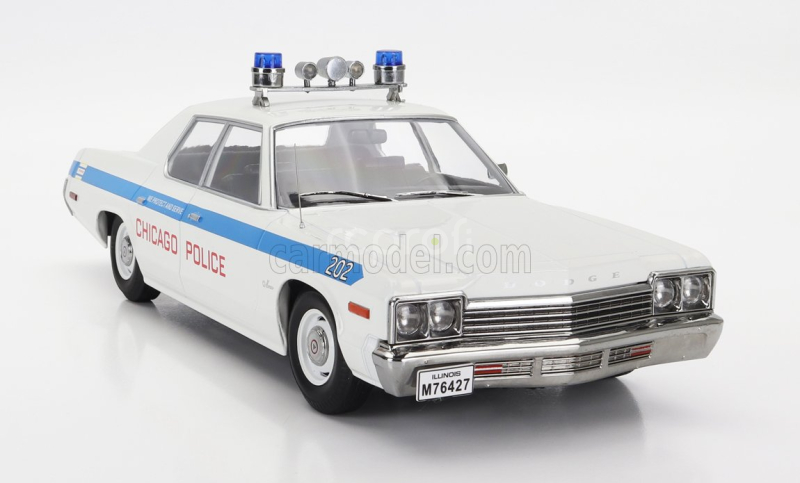 Kk-scale Dodge Monaco Chicago Police 1974 1:18 Bílá Světle Modrá