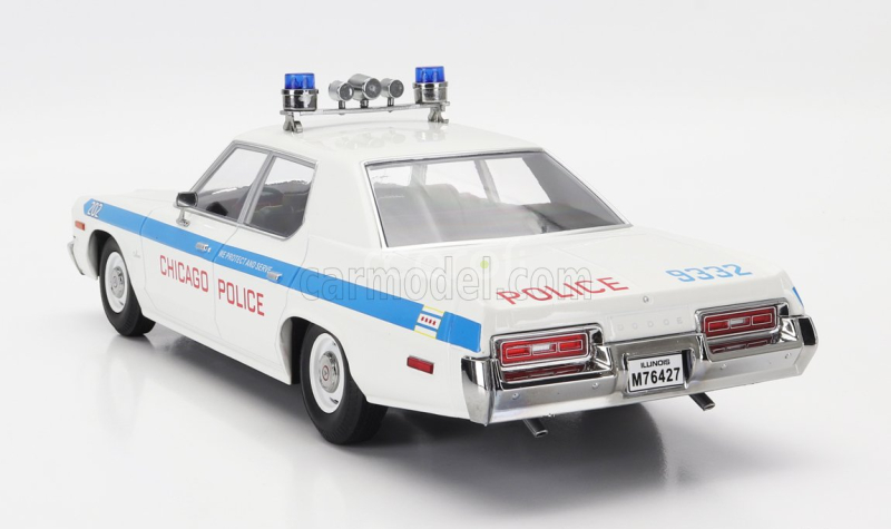 Kk-scale Dodge Monaco Chicago Police 1974 1:18 Bílá Světle Modrá