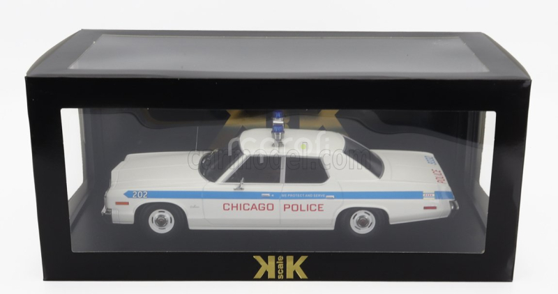 Kk-scale Dodge Monaco Chicago Police 1974 1:18 Bílá Světle Modrá