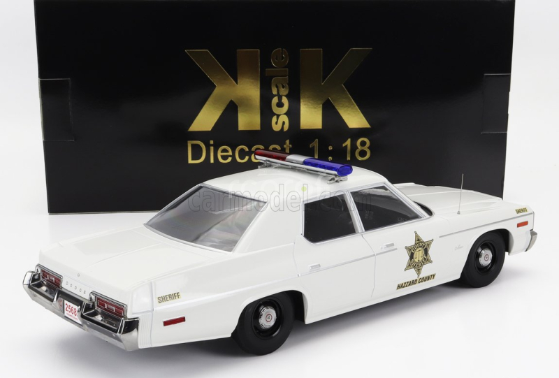 Kk-scale Dodge Monaco Hazzard County Police 1974 - Look-a-like 1:18 Bílá