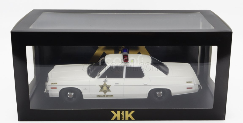 Kk-scale Dodge Monaco Hazzard County Police 1974 - Look-a-like 1:18 Bílá